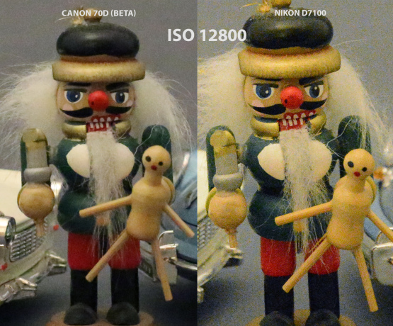 Canon 70D vs Nikon D7100 ISO 12800