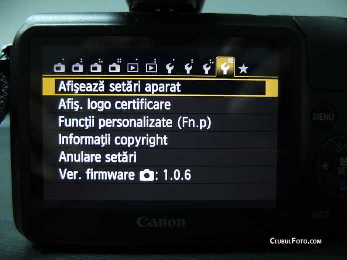 Meniul lui Canon EOS-M