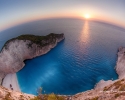 Navagio Bay at sunset in Zakynthos, Greece