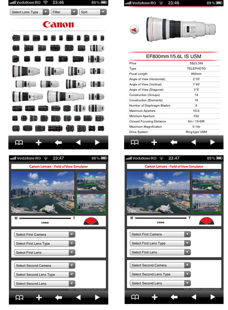 Aplicatia CanonSGLens pentru iPhone / iPad