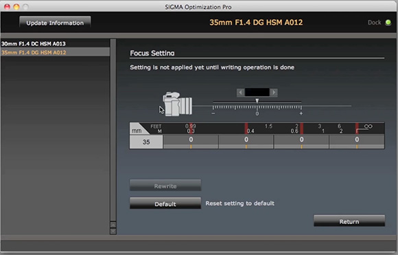 Ajustarea focusului la Sigma 35mm f/1.4 cu Sigma USB Dock