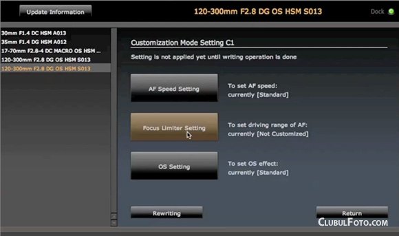 Meniul aplicatiei Sigma Optimization Pro