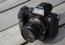 Adaptorul Techart montat pe un Sony A7 R II